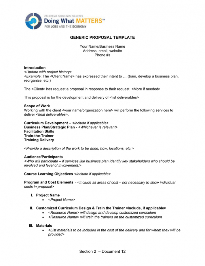 editable section 2  document 12 generic proposal template generic business proposal template doc