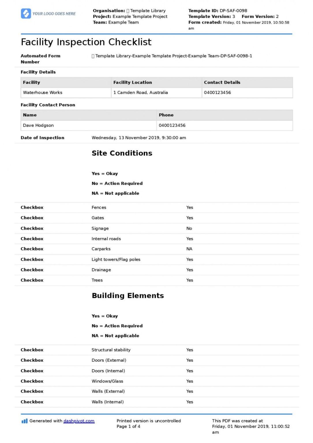  Property Management Inspection Report Template