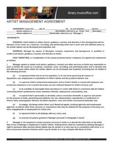 free 50 artist management contract templates ms word  templatelab music management contract template