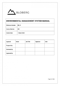 free environmental management system manual template  bloberg environmental management system template excel