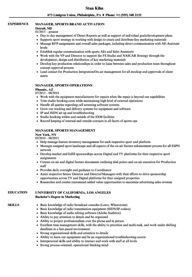 Sports Management Resume Template