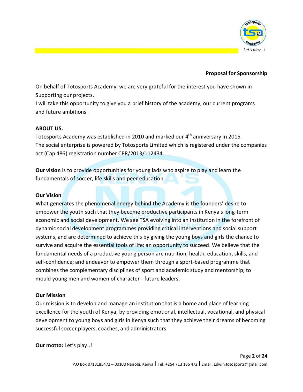 free totosports academy proposal for sponsorship and funding soccer sponsorship proposal template doc