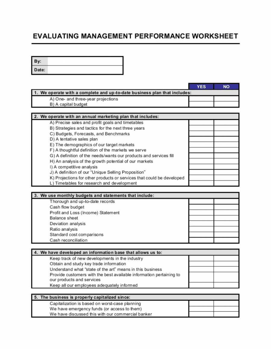 worksheet in management