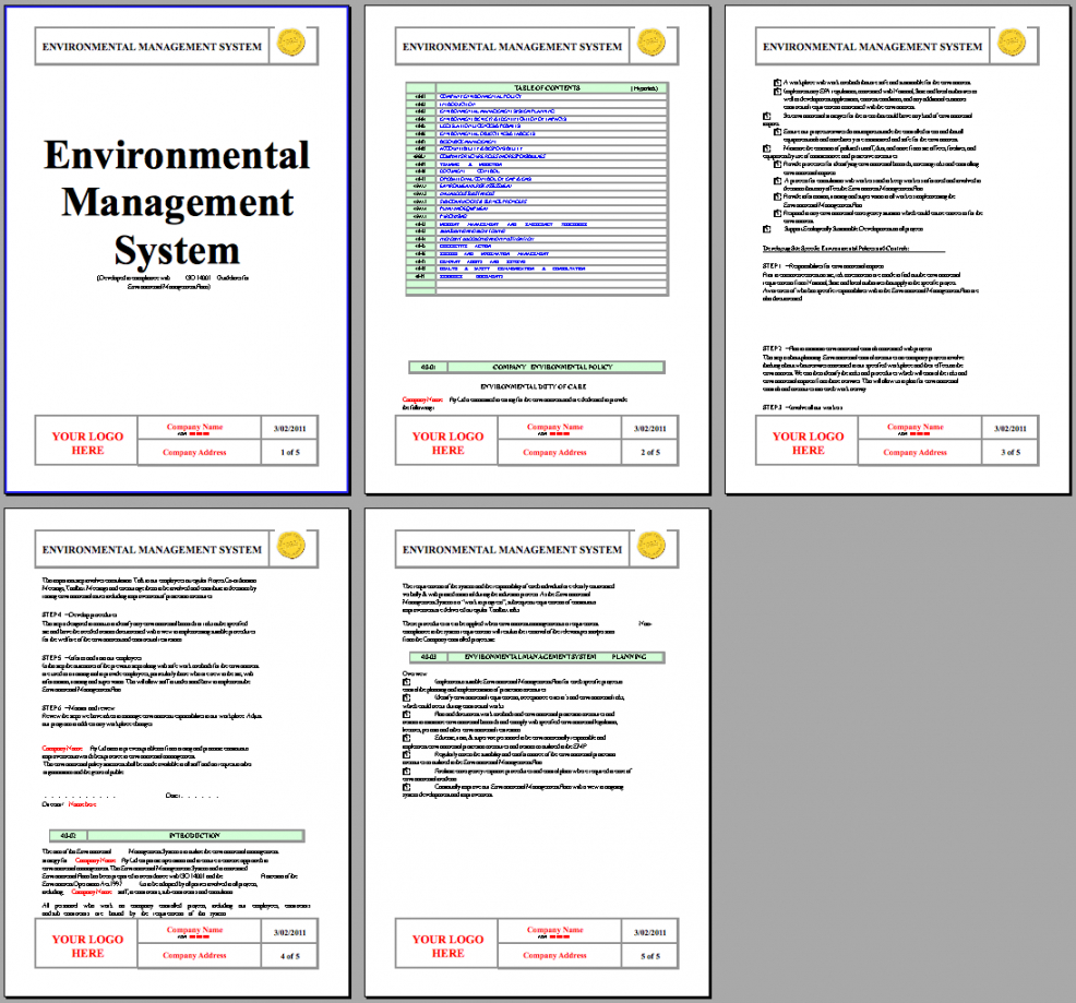 iso 14001 environmental system instant download iso14001 environmental management system template doc