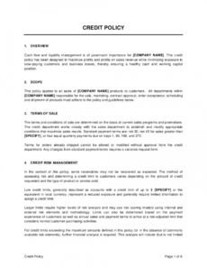 printable credit policy template  by businessinabox™ account management policy template doc