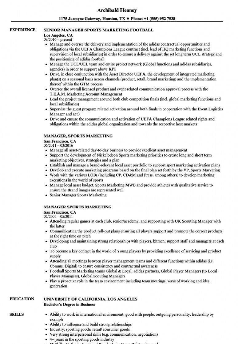 printable manager sports marketing resume samples  velvet jobs sports management resume template doc