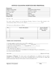printable proposal for cleaning services pdf  fill online printable janitorial bid proposal template example