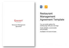 printable restaurant management agreement template in word pages restaurant management contract template pdf
