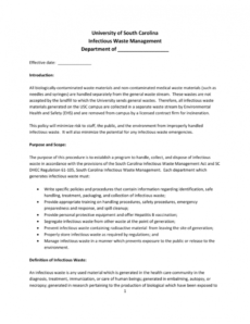 printable usc departmental infectious waste management template waste management contract template doc