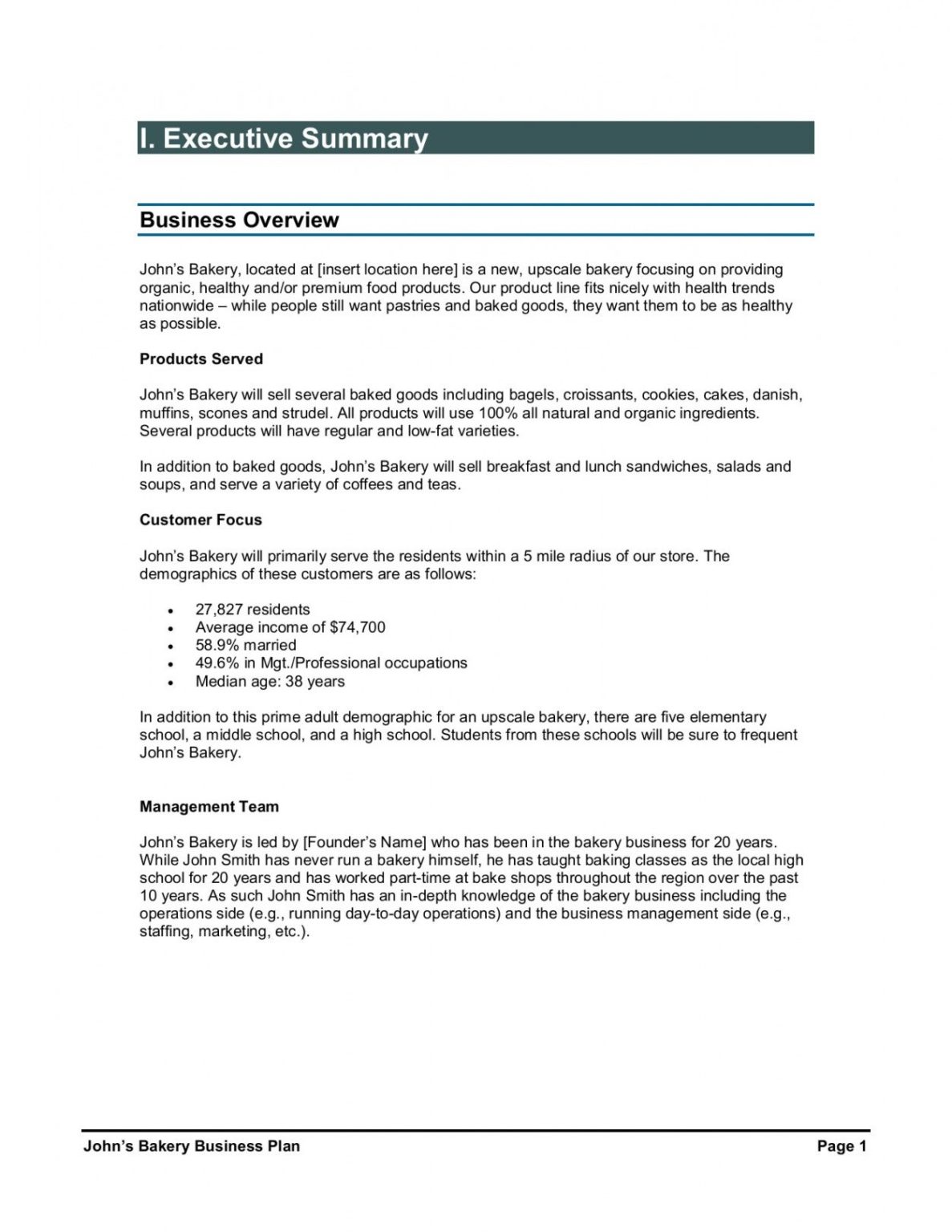 Sample Bakery Business Plan Pages 1 29 Text Version Bakery Business ...