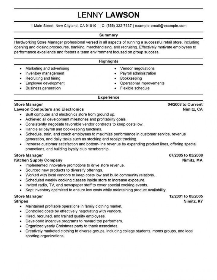 sample best store manager resume example  livecareer retail management resume template pdf