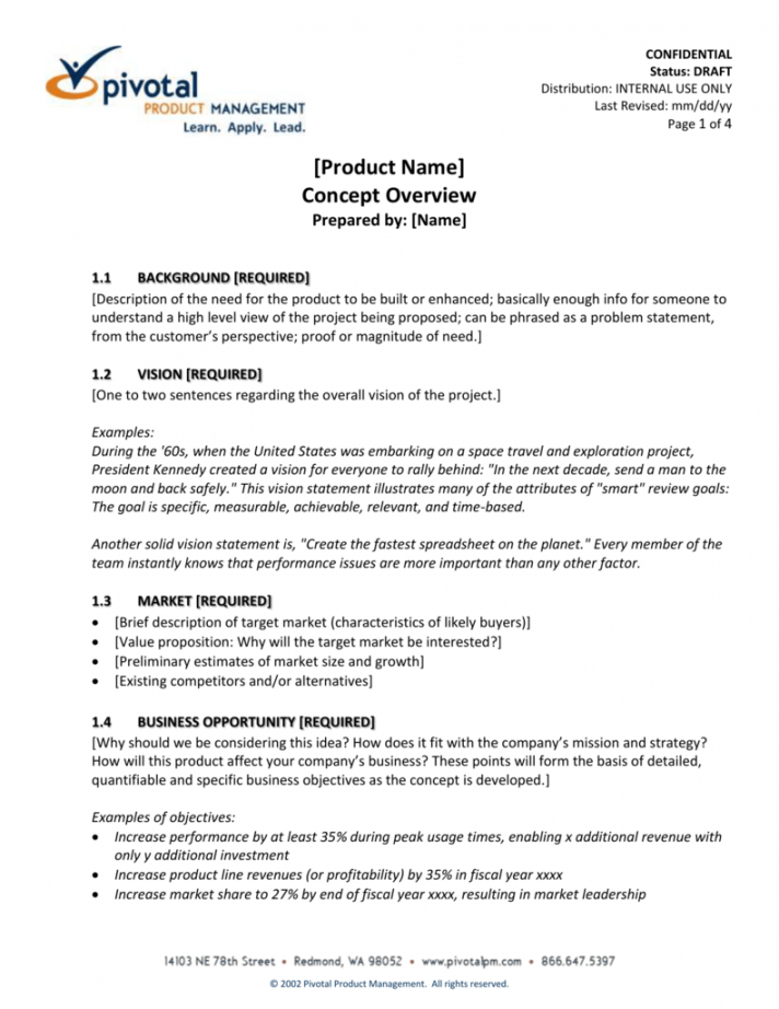 sample concept document template  pivotal product management product management document template pdf