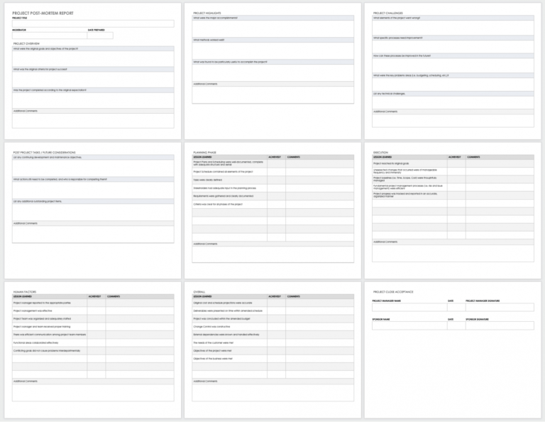 Sample Free Project Report Templates Smartsheet Project Management