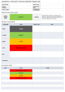 sample free project report templates  smartsheet project management status update template excel