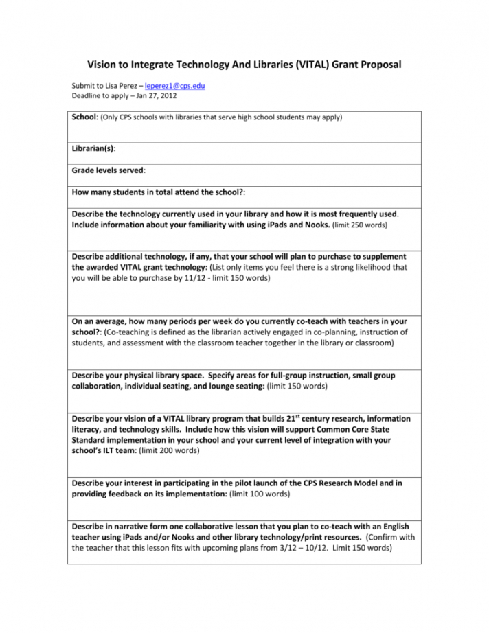 sample vital grant proposal template  cpslibraries library program proposal template doc