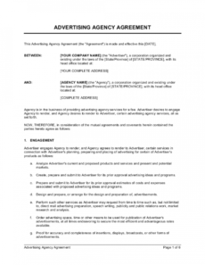 advertising agency agreement template  by businessinabox™ model management contract template