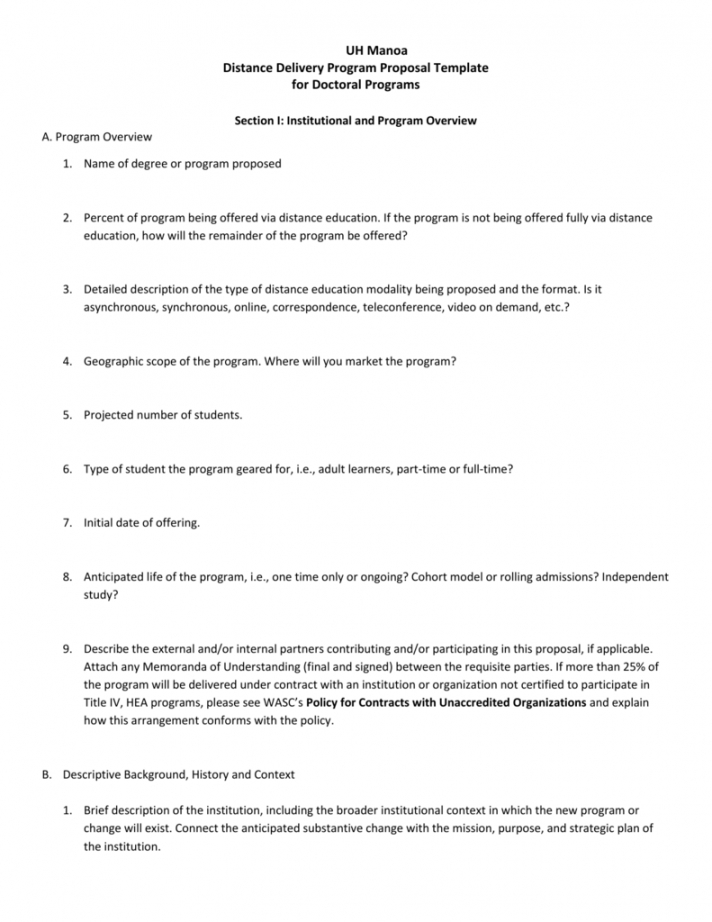 distance education proposal template  doctoral programs educational program proposal template example