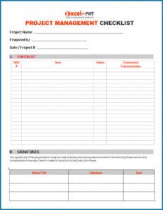 √ free printable project management checklist template checklist project management template