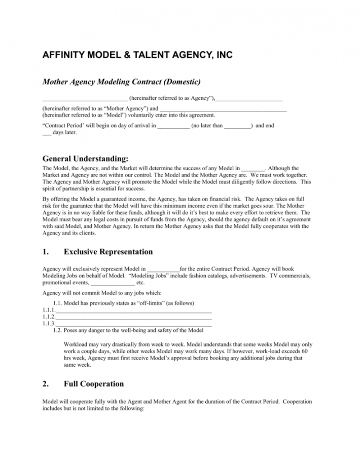 Model Management Contract Template