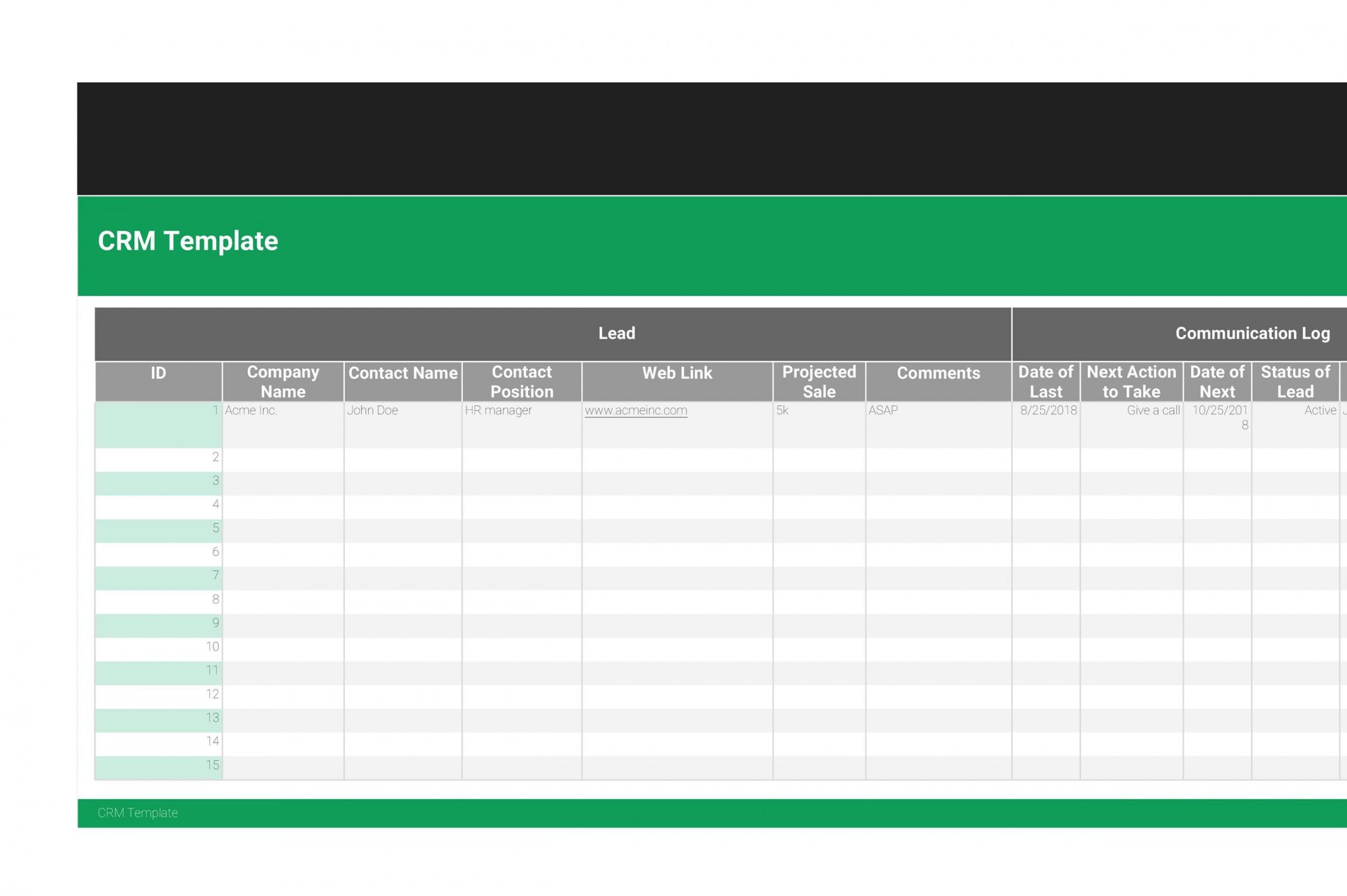 Customer Relationship Management Excel Template