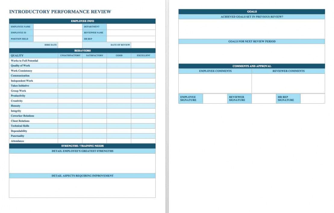 free employee performance review templates  smartsheet individual performance management template example