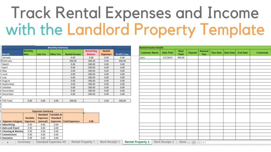 Rental Property Record Keeping Template Excel