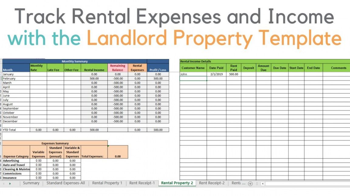 Free Landlord Template Demo Track Rental Property In Excel Rental Property Management