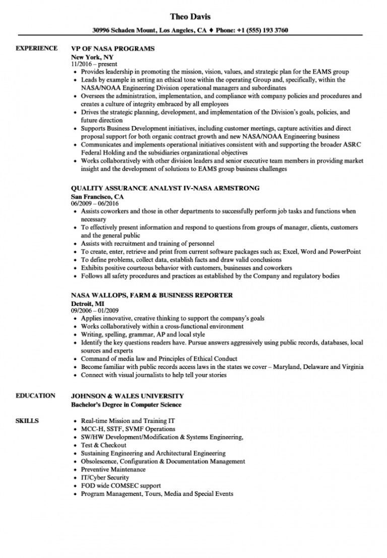 Free Nasa Resume Samples Velvet Jobs Nasa Proposal Template PDF Ikase