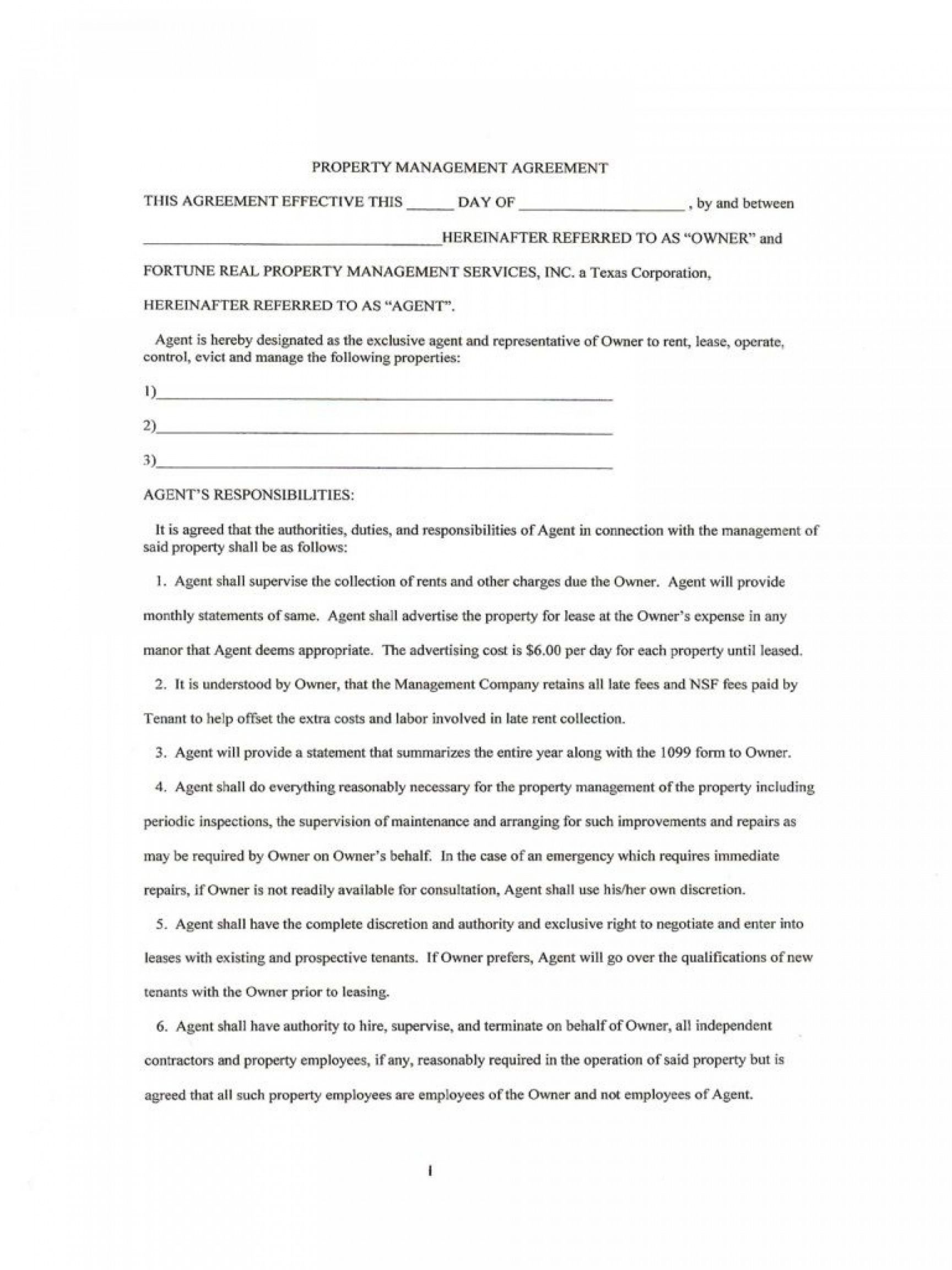 free property management agreement template ~ addictionary commercial property management agreement template doc