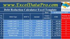 printable download debt reduction calculator excel template  exceldatapro debt management template