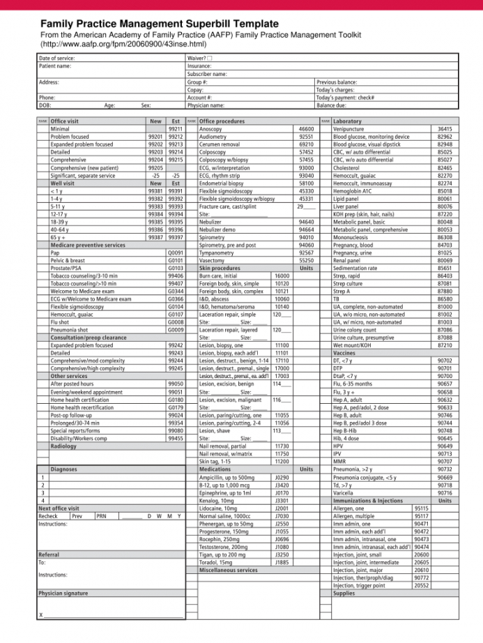 Free Superbill Template Excel