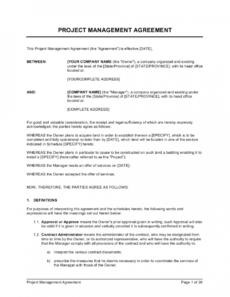 project management agreement template  by businessinabox™ construction project management contract template