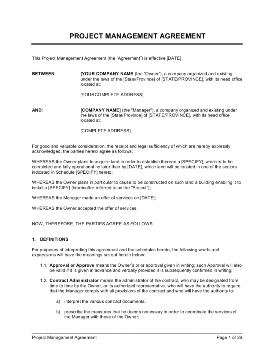 Construction Project Management Contract Template