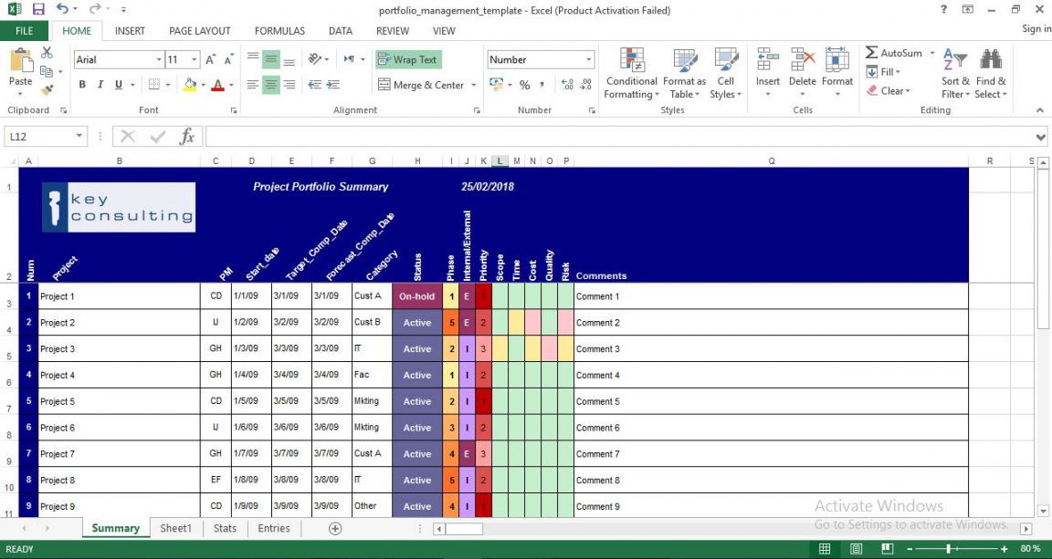 project portfolio management excel template management portfolio template excel