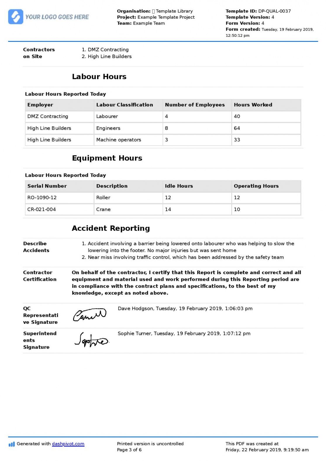 qa qc report template and sample with customisable format quality management system template for construction