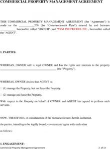 sample commercial property management agreement  pdf free download commercial property management agreement template example