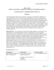 sample example policy and procedure template risk management policy and procedure template excel