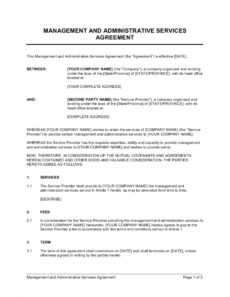 sample management and administrative services agreement template commercial property management agreement template pdf