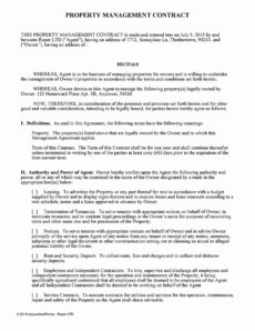 sample property management agreement for landlords  ezlandlordforms building management contract template pdf