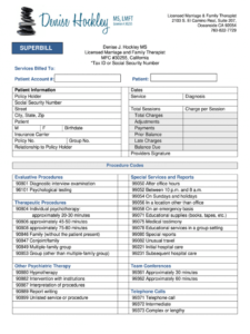 superbill template physical therapy  fill online printable family practice management superbill template excel