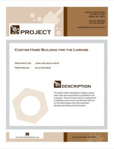 custom home building proposal  5 steps residential construction proposal template doc