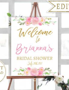 editable bridal shower welcome sign template ~ addictionary wedding shower banner template doc