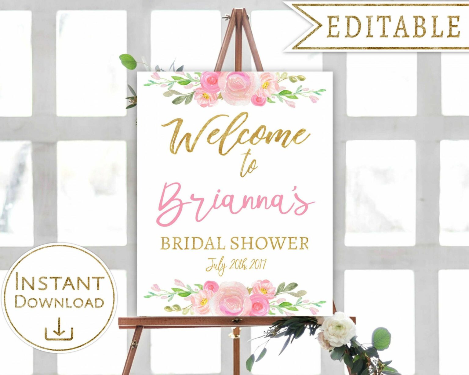 Editable Bridal Shower Sign Template Addictionary Wedding