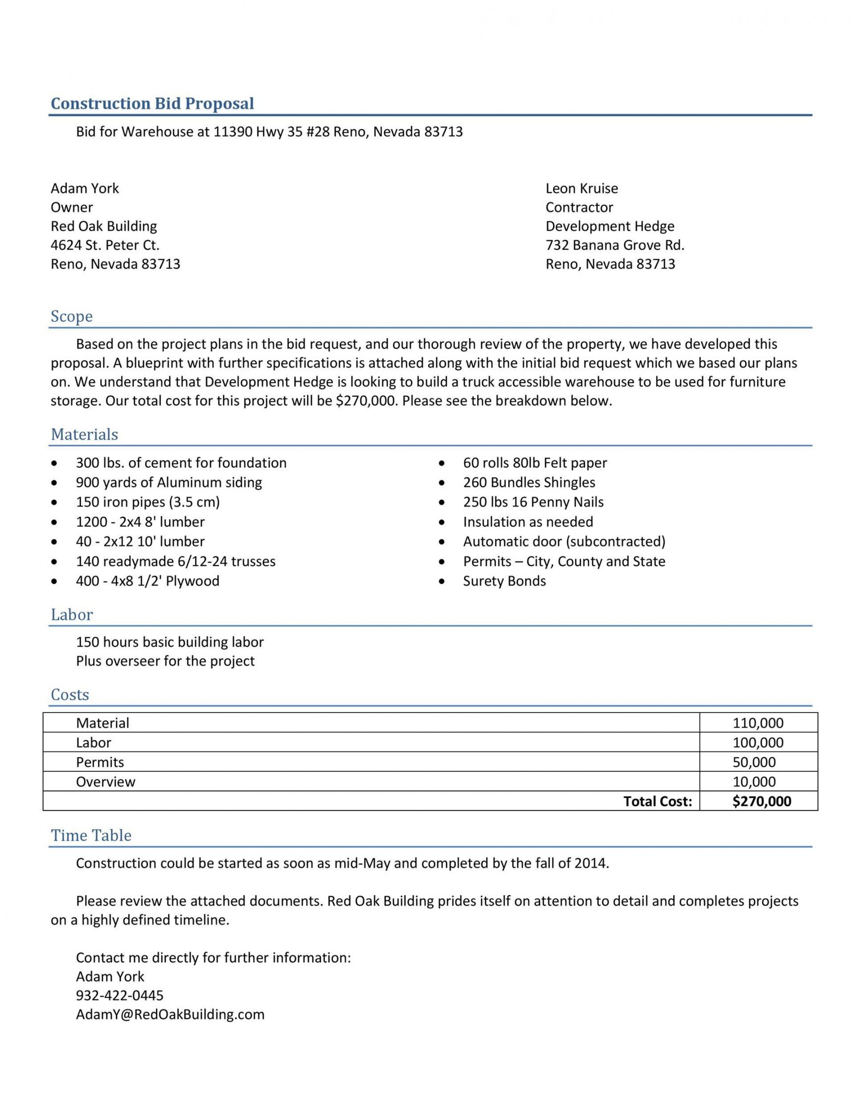 editable construction bid proposal template ~ addictionary contractor bid proposal template excel