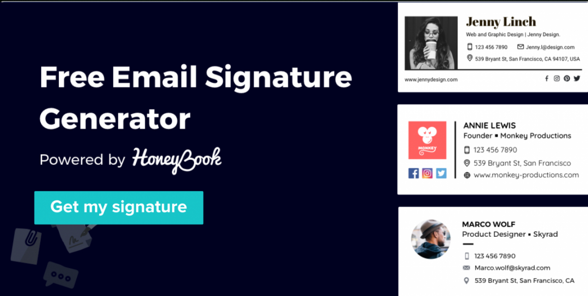 editable free email signature generator &amp; templates  honeybook email signature banner template doc