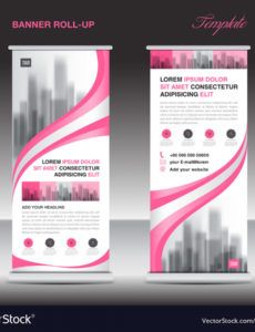 editable pink roll up banner template stand display vector image pull up banner template pdf