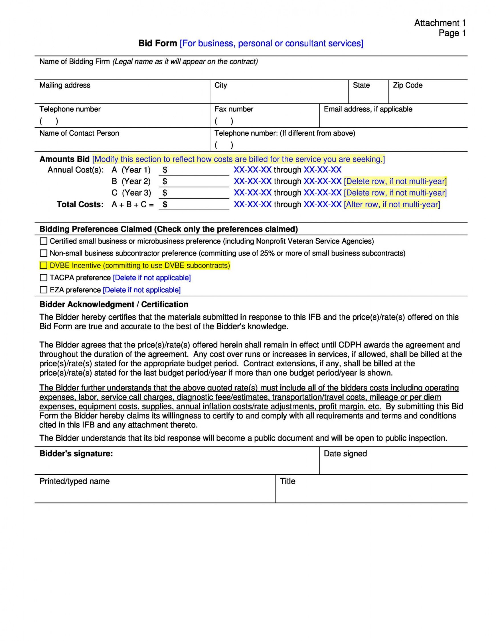 Free 31 Construction Proposal Template & Construction Bid Forms ...