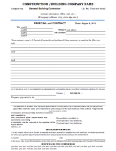 free construction proposal template contractor bid proposal template example