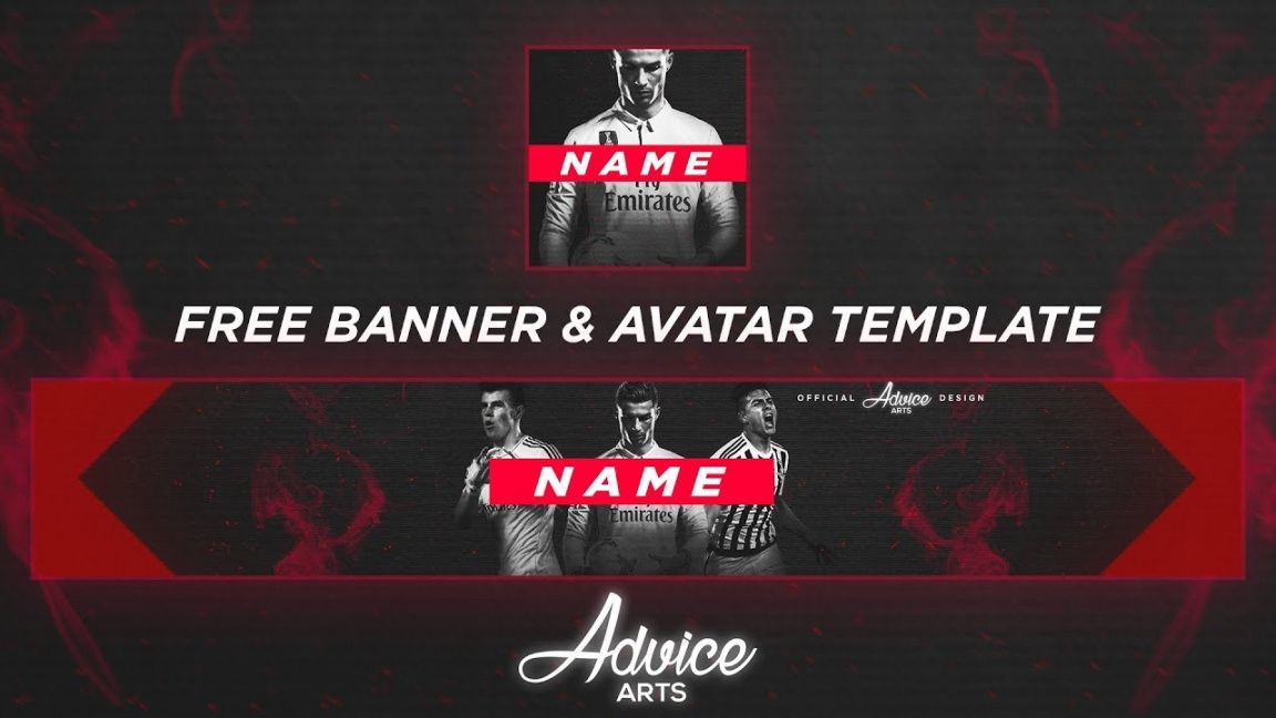 free free gaming youtube banner &amp;amp; avatar template psd football football banner template