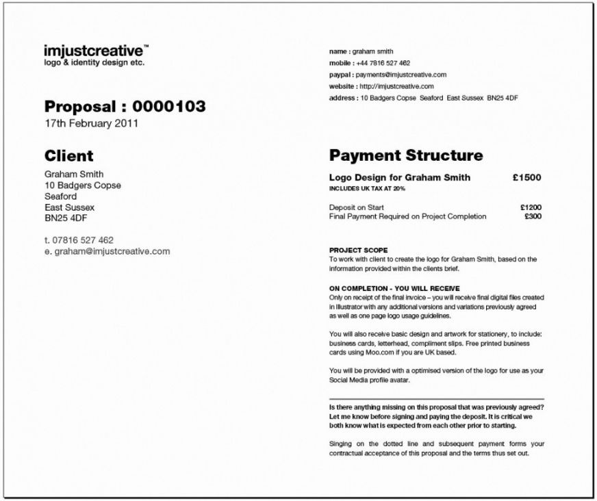 free logo design proposal template  pdf download  bonsai logo design proposal template word